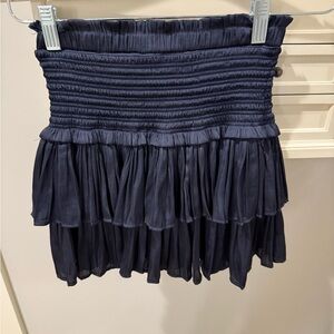 The Reset Navy Blue Mini Smocked and Tiered Skirt